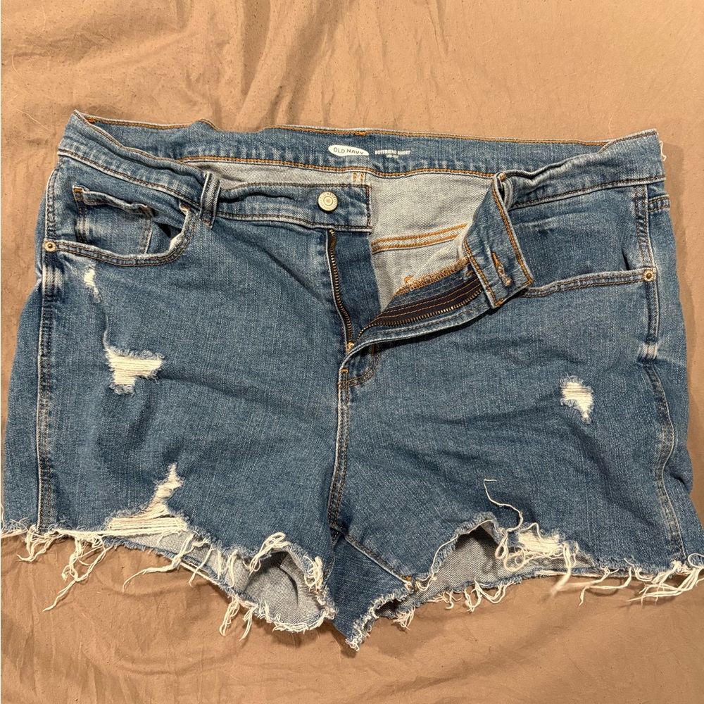 Old Navy Blue Distressed Jean Shorts